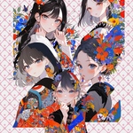 nohohons人物ステッカー　kimono girl