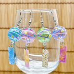 宵まつり風鈴＜浮玉＞ ヨーヨー柄 風鈴ピアス/風鈴イヤリング 