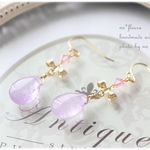＊ラベンダーアメジストのリボンピアス＊