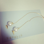 コットンパールとリーフピアス