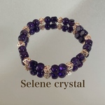 アメジスト　丸みキューブ　ブレスレット　ウルグアイ産天然石ブレスレット　Selene crystal