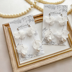 《シルバー》花びら パール イヤリング ピアス  ウェディング  結婚式 フォトウェディング 前撮り 白 フォーマル  推し活 ホワイト お呼ばれ ブライダル セレモニー アレルギー対応 変更無料