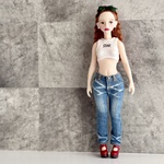 チェリーちゃんサイズ　デニムパンツ　ストレート　前留め