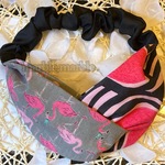 フラミンゴ×北欧柄　痛くならないヘアバンド　クロスターバン　ヘアターバン　大人ターバン