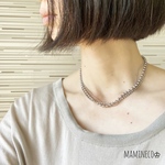 オールステンレス製 3連ネックレス ボールチェーンネックレス 