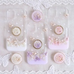 ❁リングorグリップ❁ 紫陽花と蝶のバイカラー❁.*･ﾟドライフラワーiPhoneケース【※iPhone専用ページ】