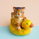 アヒルボートとねこ（茶トラ）