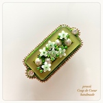 Green Flower Garden 〜Coup de Coeur〜ビーズ刺繍ブローチ