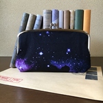 【再販】親子がま口長財布（銀河柄・パープル）