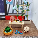 ちりめん細工　《夏の朝＊朝顔咲いたよ》　夏の風物詩　竹床几 ８．2ｃｍ