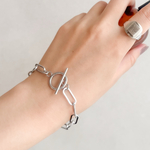 【アレルギー対応】大ぶり チェーン マンテルブレスレット silver