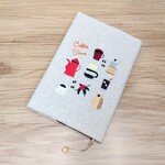 〈再販〉手刺繍☕コーヒー屋さんのブックカバー(文庫本サイズ)【受注制作】