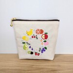 手刺繍🍎もりもりフルーツのファスナーポーチ【受注制作】