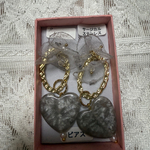シフォンフラワー×韓国ハートグレーピアス(サージカルステンレス)