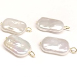【淡水真珠チャーム】レクタングル15～18mm　2個 ハンドメイド素材