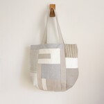 シンプルナチュラルリネン＆帆布　ワッフル　ランダムパッチ　肩掛けトートBAG　リネン　チェコリネン　リネンワッフル