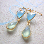 海の雫ピアス　 Framed Chalcedony   *vermeil*
