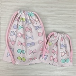 巾着袋 コップ袋 ミニ巾着セット ちょう柄 ピンク ☆ ハンドメイド