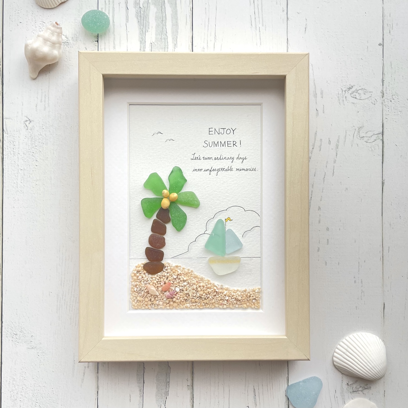 シーグラスアート【いちご大収穫♡】水彩画 原画 Seaglass Art シーグラスアート【いちご大収穫】水彩画 原画 Seaglass Art