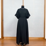 黒紋付　フリル　袖　ワンピース　着物リメイク