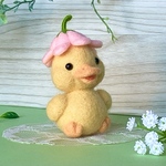 【受注制作】お花ぼうしのアヒルくん｜羊毛フェルト 置き物 インテリア ナチュラル かわいい