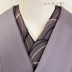 洗える刺繍半衿　シックなライン刺繍