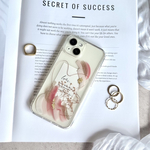 【No.79】人気ピンクカラー ピンクベージュかすみ草付き iPhoneケース