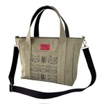 A4入る⭐︎モスグリーン帆布の猫boxer全員集合2wayトートバッグ