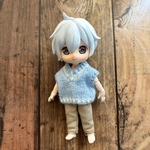 オビツ11サイズ　チルデンベスト　水色×ホワイトライン