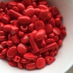 【10g】40～50粒/レッド/レトロカラーランダムビーズ