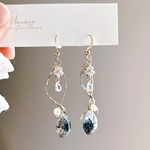 再再販・BLACKフラワーピアス・イヤリング
