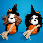 【M様オーダー作品】ハロウィーンキャバちゃん達のストラップ★キャバリア犬★あみぐるみ