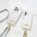 【 クリア ウェーブケース ネームプレート 名入れ 】 スマホショルダー スマホケース クリアケース iPhone パーツ付 OS50U