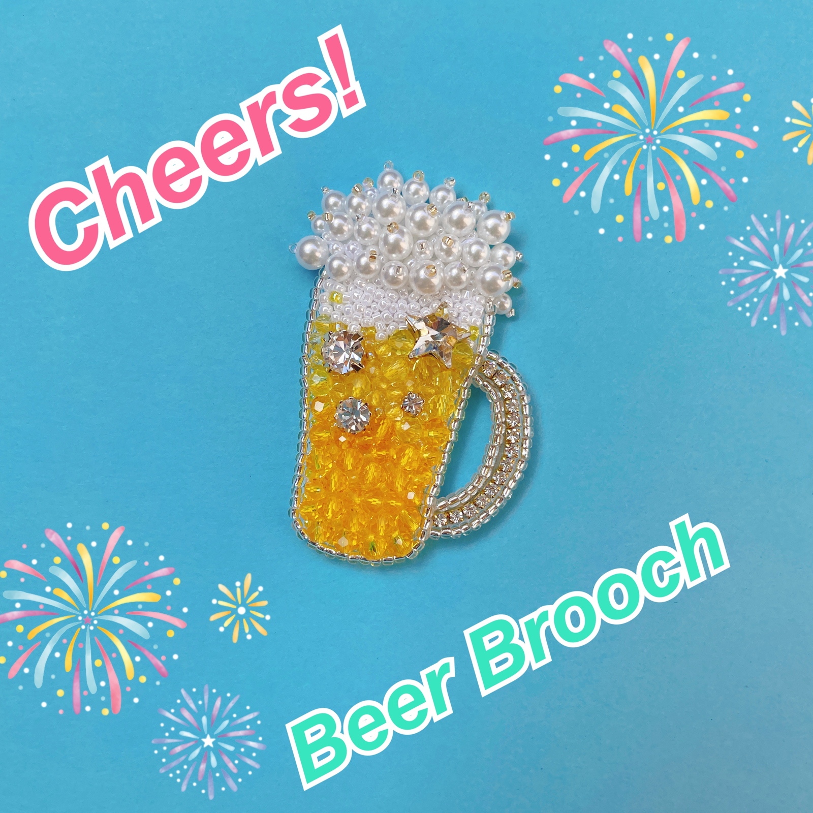 再…販】ビーズ刺繍✨キラキラかき氷のブローチ✨いちご