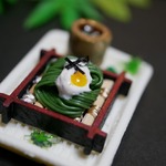 とろろ茶蕎麦（せいろ）　ミニチュア