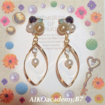 秋色ビジューピアス