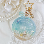 レジン　海　シェイカー　シャカシャカ　キーホルダー　エメラルドグリーン
