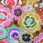 カットクロス｜USAファブリック｜約54cm×50cm｜Blend｜フラワープリント｜ライトブラウン｜ブレンド｜コットン｜シーチング