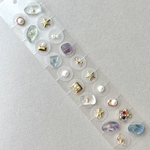 金粒 20粒 耳つぼシール 耳つぼジュエリー  耳つぼアクセサリー 透明  天然石 ヒトデ 海 夏 パール ステンレス ゴールド 青 紫 花 ワイヤー