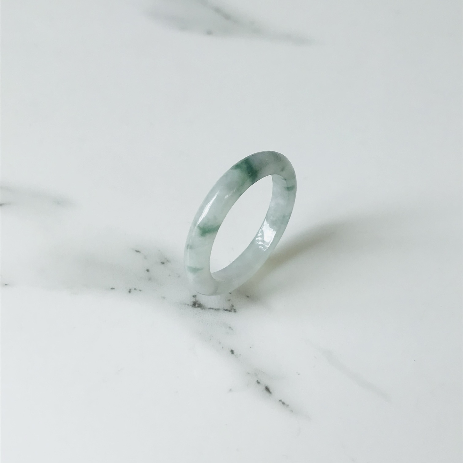 [R58-025］ ジェイド　JADE ヒスイ　本翡翠　くりぬき　リング　天然石　一点物　ミャンマー産　13号　指輪