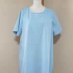 ★sale★軽量、速乾タイプのブルー×ホワイト極小チェック～ふっくらシルエットが大人可愛い～チュニック　（チェック生地）