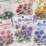 【セット売り】薔薇の小店シリーズ 金箔押しPETコラージュ素材ステッカー 6種120枚
