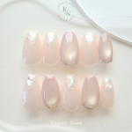 Twinkle Blush　ネイルチップ　シェルネイル　ブライダル　ウェディング　結婚式　花嫁　パール　前撮り　成人式　夏　シンプル　うるうる　フォトウェディング　上品　振袖　水光ネイル　ジェルネイル