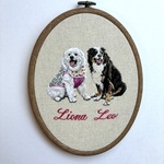 leomama3022様オーダー品☆こどもと犬の手刺繍のポートレート