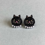 猫　黒猫  ピアス  刺繍ピアス  