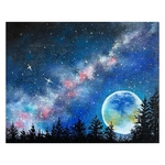 幻想的な宇宙の風景画 アクリル画 原画角度によってラメがキラキラします。