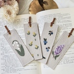 花の手刺繍 栞 ブックマーカー