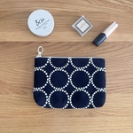 new!  ミナペルホネン タンバリン　マルチポーチ　dop   ネイビー　mina  perhonen の刺繍生地　tambourine 