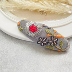 インド刺繍リボン（グレー）ぱっちんヘアピン
