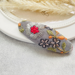 インド刺繍リボン（グレー）ぱっちんヘアピン